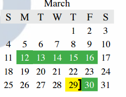 District School Academic Calendar for Learning Ctr for March 2018