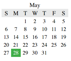 District School Academic Calendar for Timber Creek Elementary for May 2018