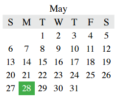 District School Academic Calendar for Hedrick Middle School for May 2018