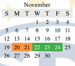 District School Academic Calendar for Middle School #15 for November 2017