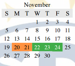 District School Academic Calendar for Hedrick Elementary for November 2017