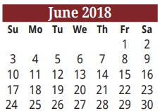 District School Academic Calendar for H S #2 for June 2018