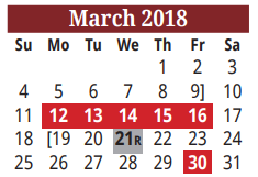 District School Academic Calendar for Palmer-laakso El for March 2018