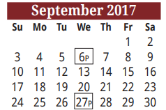 District School Academic Calendar for Villareal El for September 2017