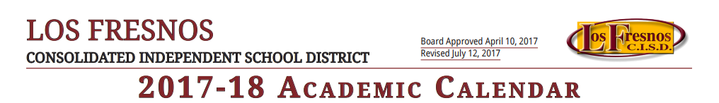 District School Academic Calendar for Cameron Co J J A E P