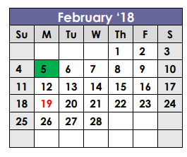 District School Academic Calendar for Whiteside Elementary for February 2018