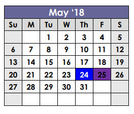 District School Academic Calendar for Project Intercept School for May 2018