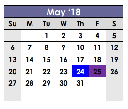 District School Academic Calendar for Jackson Elementary for May 2018