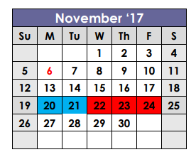 District School Academic Calendar for Project Intercept School for November 2017
