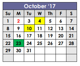 District School Academic Calendar for Lubbock High School for October 2017