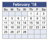 District School Academic Calendar for Magnolia Elementary for February 2018