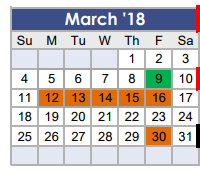 District School Academic Calendar for J L Lyon Elementary for March 2018