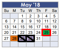 District School Academic Calendar for Willie E Williams Elementary for May 2018