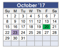District School Academic Calendar for J L Lyon Elementary for October 2017