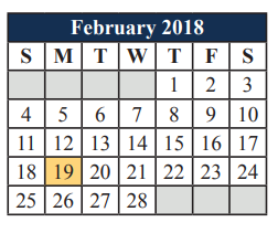 District School Academic Calendar for Alter Ed Ctr for February 2018