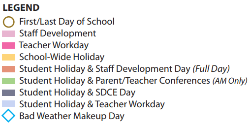 District School Academic Calendar Legend for Cross Timbers Intermediate