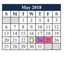 District School Academic Calendar for Alter Ed Ctr for May 2018