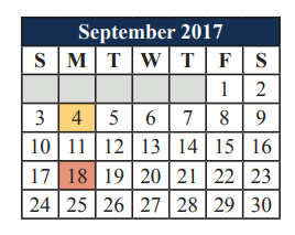 District School Academic Calendar for Mansfield Legacy High School for September 2017