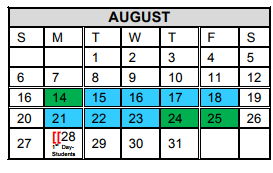 District School Academic Calendar for Roosevelt Elementary for August 2017