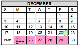 District School Academic Calendar for Gonzalez Elementary for December 2017