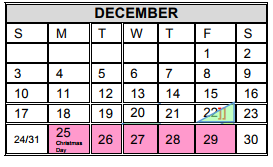 District School Academic Calendar for Crockett Elementary for December 2017