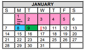 District School Academic Calendar for Milam Elementary for January 2018