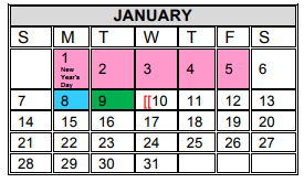 District School Academic Calendar for Perez Elementary for January 2018