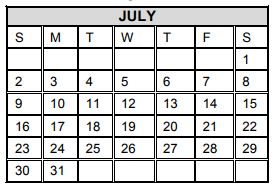 District School Academic Calendar for Milam Elementary for July 2017