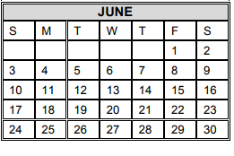 District School Academic Calendar for Perez Elementary for June 2018