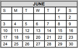 District School Academic Calendar for Garza Elementary for June 2018