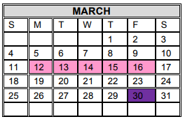 District School Academic Calendar for Brown Middle School for March 2018