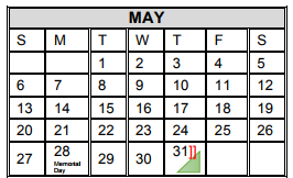 District School Academic Calendar for Memorial High School for May 2018