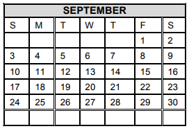 District School Academic Calendar for Garza Elementary for September 2017