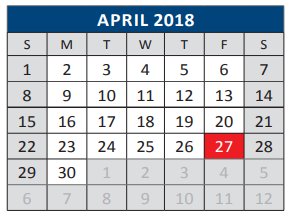 District School Academic Calendar for Serenity High for April 2018