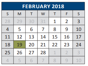 District School Academic Calendar for Dr Jack Cockrill Middle School for February 2018