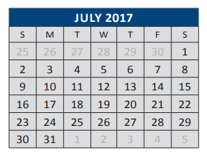 District School Academic Calendar for Dr Jack Cockrill Middle School for July 2017