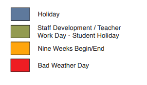 District School Academic Calendar Legend for Faubion Middle