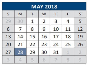 District School Academic Calendar for Scott Morgan Johnson Middle School for May 2018