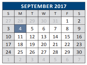District School Academic Calendar for Webb Elementary for September 2017