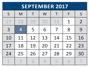 District School Academic Calendar for Albert & Iola Lee Davis Malvern El for September 2017