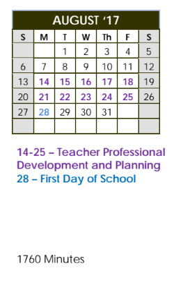 District School Academic Calendar for Lamar Elementary for August 2017