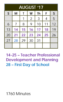 District School Academic Calendar for Greathouse Elementary for August 2017