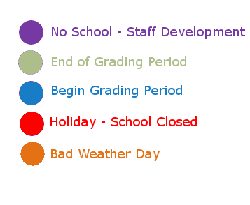 District School Academic Calendar Legend for Long Elementary