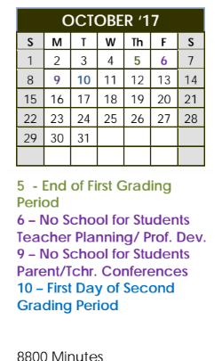 District School Academic Calendar for Midland Excel Campus for October 2017