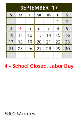District School Academic Calendar for Scharbauer Elementary for September 2017
