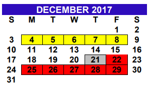 District School Academic Calendar for Cantu Elementary for December 2017