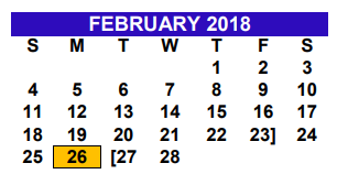 District School Academic Calendar for Alter Sch for February 2018