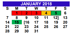 District School Academic Calendar for Cantu Elementary for January 2018