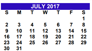 District School Academic Calendar for Alton Memorial Jr High for July 2017