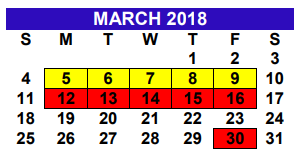 District School Academic Calendar for Alton Memorial Jr High for March 2018
